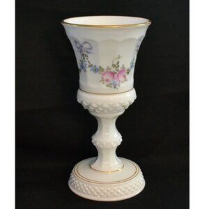 Vintage Westmoreland Milk Glass Vase/Urn With Hand Painted Roses Bows